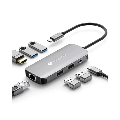 Abbildung von NOVOO USB C Hub, 7 in 1, Adapter auf HDMI, 4 K, Hub mit Ethernet, x USB, 100 W PD Ladeanschluss, Mulitport Dock kompatibel MacBook Pro Air