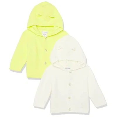 Abbildung von Amazon Essentials Unisex Baby Kapuzenpullover, 2er Pack, Elfenbein/Zitronengelb, 12 Monate