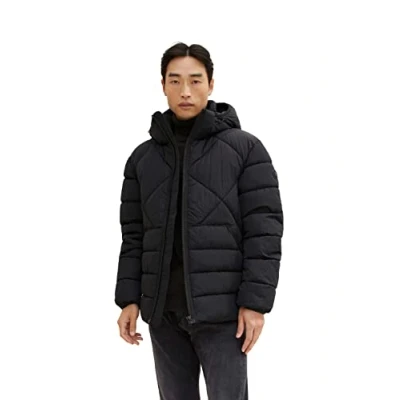 Abbildung von TOM TAILOR Herren Puffer Jacke mit Kapuze 1032484, 29999 Black, XL