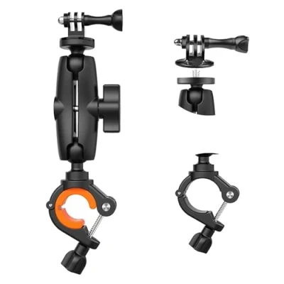 Abbildung von UNSTINCER Action Kamera Halterung für 835mm Stange GoPro Hero 12 11 10 9 8 7 6 5 Insta360 DJI Osmo, Motorrad Spiegel Fahrrad Lenker Halter mit 1/420 Gewinde und Adapter