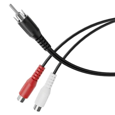 Abbildung von HDSupply Audio Adpater, Y Kabel, Audiokabel, Cinch RCA Stecker zu 2x Buchse, für Subwoofer, Soundbar, Fernseher, Auto, Radio, Smartphone, Tablet, Schwarz
