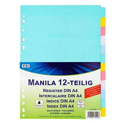 Abbildung von TSI Schreibwaren Aktenordner Manila Register A4 mit 12 blanko Taben