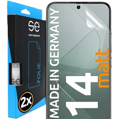 Abbildung von smart engineered S.E für Xiaomi 14 Schutzfolie Entspiegelt 2X Folien im Set aus Deutschland, Folie Matt, Matte Displayfolie, mi Alternative Schutzglas
