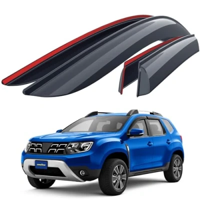 Abbildung von Goodyear Windabweiser für/kompatible mit Dacia Duster 2017 2024 SUV Autofenster Regenschutz, Regenabweiser, Anklebbare Deflektoren, 4 Stück
