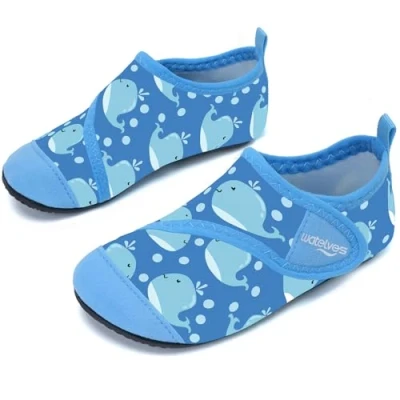 Abbildung von Badeschuhe Strandschuhe Schwimmschuhe Wasserschuhe Junge Baby Aquaschuhe Schnell Trocknend Barfuss Schuh für Kinder Beach Pool（Wale Blau 22/23）