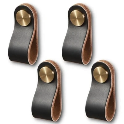 Abbildung von HOOZ Möbelgriff aus PU Leder robust und langlebig in 4 Farbvarianten als (Set, St., für Schränke Schubladen), 14 cm x 2,5