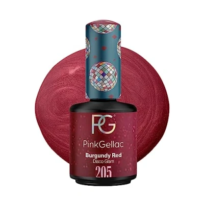 Abbildung von Pink Gellac UV Gel Nagellack 205 Burgandy Red 15 ml Vegan Shellac Rot Einfache Anwendung Lack Nagel für 14 Tage schöne Nägel Made in Holland