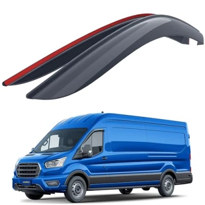 Abbildung von Goodyear Windabweiser für/kompatible mit Ford Transit 2013 2024 Van, Autofenster Regenschutz, Regenabweiser, Anklebbare Deflektoren, 2 Stück, Rauchfarben