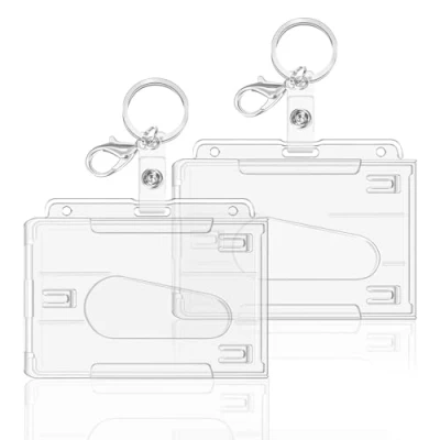 Abbildung von Ausweishülle, Hard Clear Badge Holder, ID Kartenhalter, Kartenhalter für Büro, Schule, Kreditkarten, Clip (Horizontal 2 Pcs)