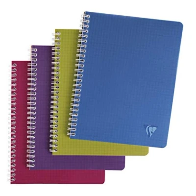 Abbildung von Clairefontaine 329725C Packung mit 10 Spiralbücher Linicolor Intensiv, 17x22cm, kariert, 90g, 50 Blatt, 90 g, farbig sortiert, 1 Pack