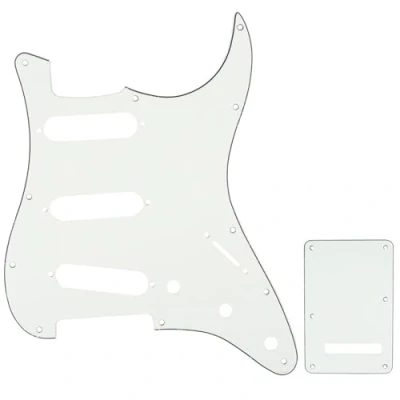 Abbildung von Musiclily SSS Strat Schlagbrett Pickguard und Tremoloabdeckung Back Plate Set für Fender American/Mexican Standard Stratocaster Modern Style E Gitarre, 3 lagig Pergament