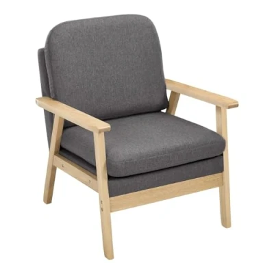 Abbildung von WOLTU Sessel Einzelsofa, aus Leinen Massivholz, Loungesessel Relaxsessel Lesesessel Fernsehsessel, für Wohnzimmer Schlafzimmer Dunkelgrau, SKS51dgr