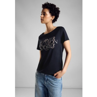 Abbildung von Street One MIT Wording Tshirt print, Damen, Größe: 36, Blau