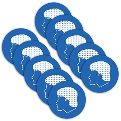 Abbildung von 10 Stück Haarschutz tragen Haarhaube ISO 7010 Aufkleber Ø 9,5cm Sticker Hinweiszeichen Gebotszeichen mit UV Schutz für Außen und Innenbereich von STROBO