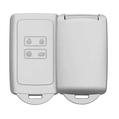 Abbildung von kwmobile Autoschlüssel Hülle kompatibel mit Renault 4 Tasten Smartkey (nur Keyless Go) Silikon Schutzhülle Schlüsselhülle Cover in Silber