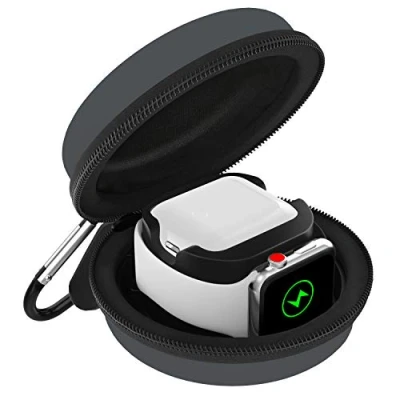 Abbildung von MoKo Ladetasche Kompatibel mit Apple Watch Ultra 2/Ultra/SE 2/SE/Series 10/9/8/7/6/5/4/3/2/1/AirPods Pro 2/1/AirPods 3/2/1,Tragetasche Reisetasche,Aufbewahrung Ladestation Ständer Halterung,Space Grau