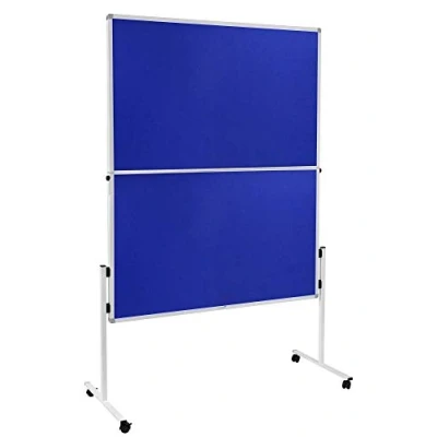 Abbildung von Legamaster Economy Moderationswand klappbar blau 150x120 cm doppelseitig, mit Filz bezogenes Pinboard einsetzbar als Trennwand inkl. 4 feststellbaren Rollen