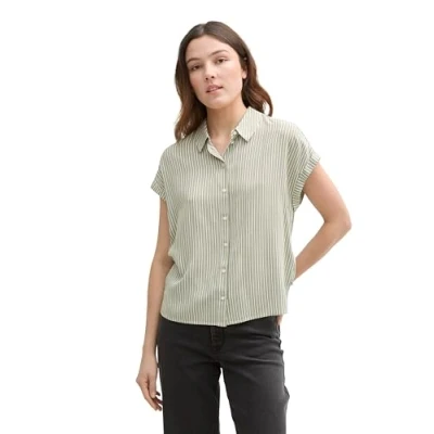 Abbildung von TOM Tailor Denim Hemdbluse, Damen, Größe: Small, Vertical green white stripe