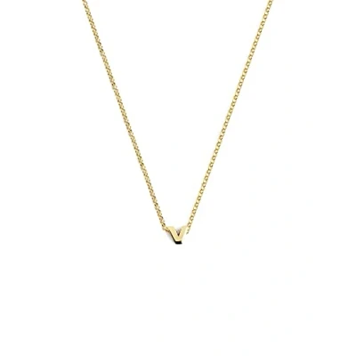 Abbildung von SINGULARU Personalisierte Halskette Single Letter Gold Anhänger in 925 Sterlingsilber mit 18kt Vergoldung Kette Einheitsgröße Damenschmuck Buchstabe V