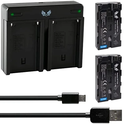 Abbildung von 2X SK Akku Ersatz für Sony NP F550 3500mAh + Dual Charger F750 F960 F970 F980 Blitzgeräte Videoleuchten Fieldmonitore