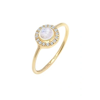 Abbildung von Elli DIAMONDS Ring Damen Elegant mit Mondstein und Diamant (0.08 ct) aus 585 Gelbgold