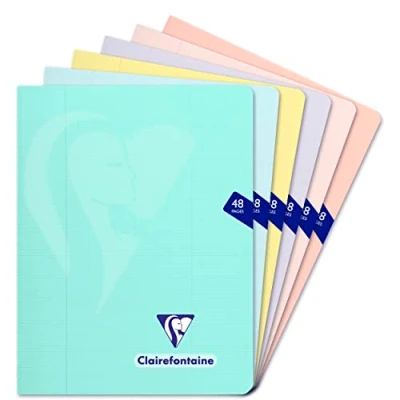 Abbildung von Clairefontaine 308751C Packung mit 10 Heftem Mimesys 17x22cm 24 Blatt, französische Lineatur, PP Einband, Pastell farbig sortiert, 1 Pack