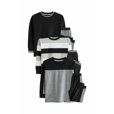 Abbildung von Next 3 PACK Regular FIT Set Nachtwäsche für Kinder, Größe: 98, Mottled black