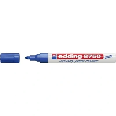 Abbildung von edding 8750 Industry Lackmarker blau 10 Stifte Rundspitze 2 4 mm zum Schreiben auf staubigen, leicht öligen Oberflächen, Reifen, Metall, Glas und Holz permanent, wasserfest