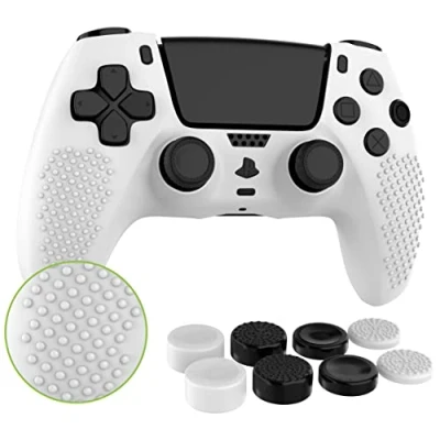Abbildung von MyGadget Silikon Hülle kompatibel mit PS5 Controller 8 Thumbsticks [ 2X Paar Hoch Tief] Playstation 5 Dualsense Wireless Skin in Weiß