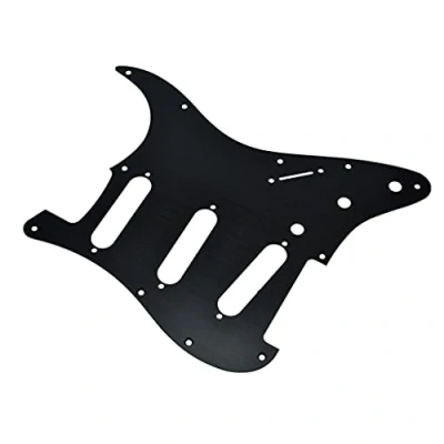 Abbildung von KAISH Schlagbrett für Stratocaster/Strat, 11 Löcher, Metall, Aluminium, eloxiert, moderner Stil, ST/Strat, SSS, USA/Mexiko Schwarz