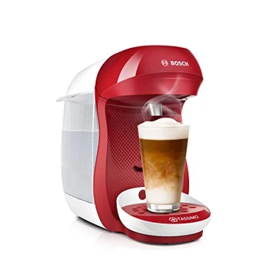 Abbildung von TASSIMO Kapselmaschine Happy TAS1006, über 70 Getränke, platzsparend, vollautomatisch, geeignet für alle Tassen, Wassertank 0,7 L, rot/weiß