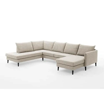 Abbildung von ATLANTIC home collection Wohnlandschaft &quot;Rekvik U Form&quot;, mit Wellenunterfederung, Massivholzfüßen