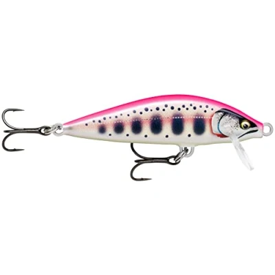 Abbildung von Rapala Angelköder Countdown Elite Angelzubehör aus Balsaholz Süßwasser Spinnköder Sinkend Lauftiefe: 0,9m Größe: 5,5cm / 5g Hergestellt in Estland Gilded Pink Yamame
