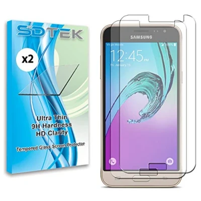 Abbildung von SDTEK *2 Pack Schutzglas Kompatibel mit Samsung Galaxy J3 (2016), Glas Glasfolie Hartglas Folie Tempered Glass Screen Protector Schutzfolie Displayschutzglas