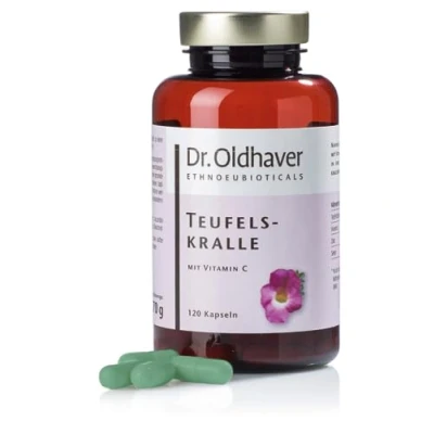 Abbildung von Dr. Oldhaver Teufelskralle (120 Kapseln) Extrakt aus Teufelskrallenwurzel Mit hoher Qualität Selen und Vitamin C für Knochen Knorpel