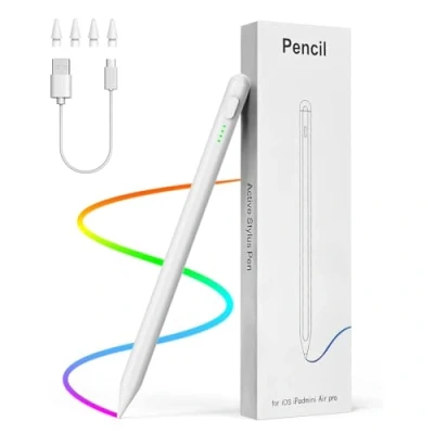 Abbildung von MoKo USB C Stylus Pen für iPad 10/9/8/7/6 Gen, Pro 13/11&quot; (M4) 2024, 12,9/11, Air (M2) 2024/5/4/3, Mini 6/5 Palm Rejection &amp; Neigung, Weiß