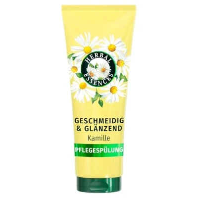 Abbildung von Herbal Essences Geschmeidig &amp; Glänzend Pflegespülung Mit Kamille 250ml. Von Stumpfem zu Glänzendem Haar, Kamillenextrakt, Vegan, Silikonfrei