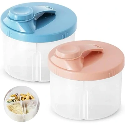 Abbildung von Frogetu 2x Milchpulver Portionierer Robuster 4 Fach Dispenser, Portable Milk Powder Ideales Zubehör für Babynahrung, Snacks &amp; Beikost, Perfekt Eltern!