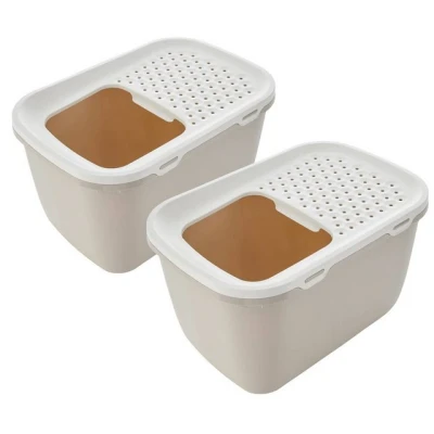 Abbildung von PETGARD Kauspielzeug 2er Sparpack XXXL Katzentoilette HOP IN GIANT Einstieg von oben, mit oben beige weiss