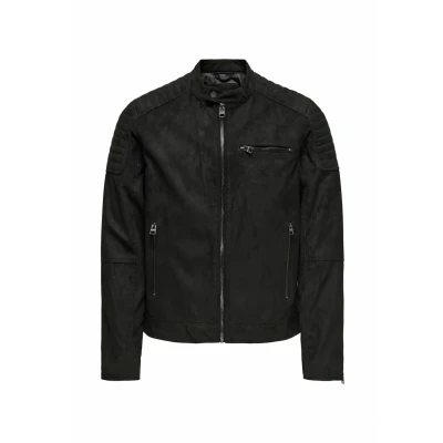 Abbildung von Only &amp; Sons Onsgus Racer Kunstlederjacke, Herren, Größe: XL, Black