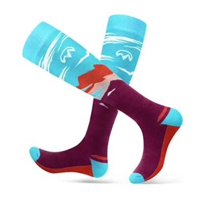 Abbildung von OutdoorMaster 2 Paar Skisocken für Damen, Winter Snowboarding Atmungsaktive Thermische Socken Outdoor Sportarten mit Über die Wade Design/Anti Rutsch Bündchen