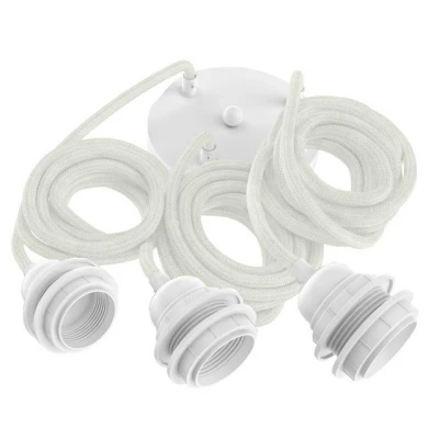 Abbildung von Hoopzi Pendelleuchte 3 Flamming 2,5m Textilkabel X E27 Fassung Vintage, Industrial Für Esstisch, Wohnzimmer, Esszimmer, Zimmer, Schlafzimmer, Küche