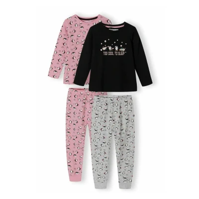 Abbildung von Minoti 2 PACK Set Nachtwäsche für Kinder, Größe: 92 98, Pink black grey