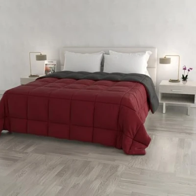 Abbildung von Italian Bed Linen Wintersteppdecke Elegant, Mikrofaser, Bordeaux/Dunkelgrau, 260x260cm