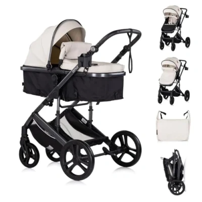 Abbildung von Chipolino Kinderwagen 2 in 1 Amore Getränkehalter Wickeltasche Fußabdeckung Korb, Farbe:creme