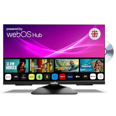 Abbildung von Cello C2425WSF 24&quot; Zoll Full HD SMART/DVD TV integrierter DVD Player Triple Tuner Bluetooth superschnelles Betriebssystem WebOS by LG Disney+ Netflix Prime [2024]
