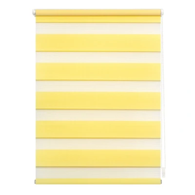 Abbildung von Lichtblick Doppelrollo Klemmfix ohne Bohren, Streifen, Blickdicht, Klemmträger Montage, Sichtschutz, Wandmongtage, Deckenmontage, für Fenster und Türen Gelb,90 cm x 220 (B L)