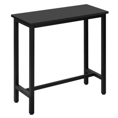 Abbildung von WOLTU BT33sz 1x Bartisch Bistrotisch Stehtisch Esstisch, Metallgestell, Tischplatte aus MDF, Schwarz, 100x40x100cm(BxTxH)