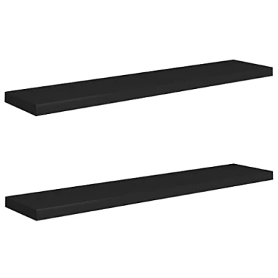 Abbildung von vidaXL 2X Wandregal Schwebend Hängeregal Wandboard Bücherregal Regalbrett Schweberegal CD DVD Regal Wand Dekoregal Schwarz 120x23,5x3,8cm MDF