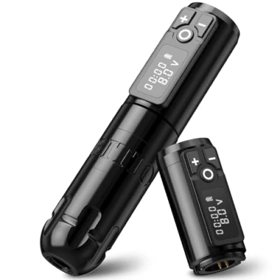 Abbildung von Ambition Soldier Rotierender Batteriestift mit zusätzlicher Batterie, Tattoo Kartuschenmaschine, 2400 mAh, kabellose Stromversorgung, kernloser Motor, digitale LED Anzeige (Polnischschwarz)